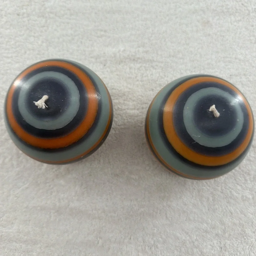 Eco Ball Round Candle Set Of 2 Marigold, Gunmetal and Opaline Made in UK $64 Ret